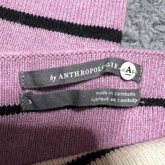 Anthropologie Sweater Womens Small Purple White Faye Striped Lightweight Casual - Picture 5 of 6